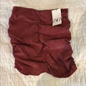 Zara Burgundy Ruched strapless top